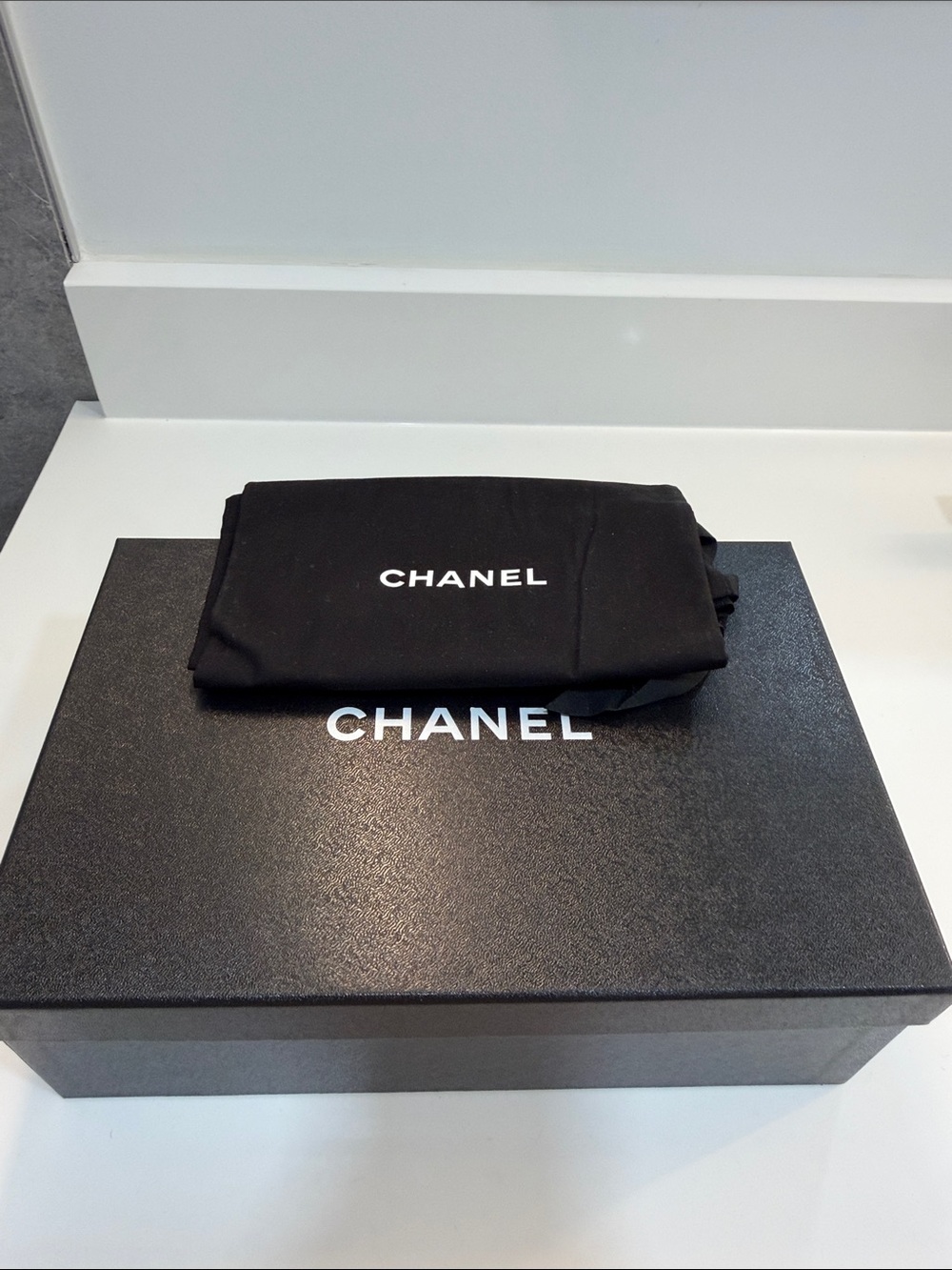 CHANEL Navy Wool CC Logo Slip-On Flats - Picture 7 of 7